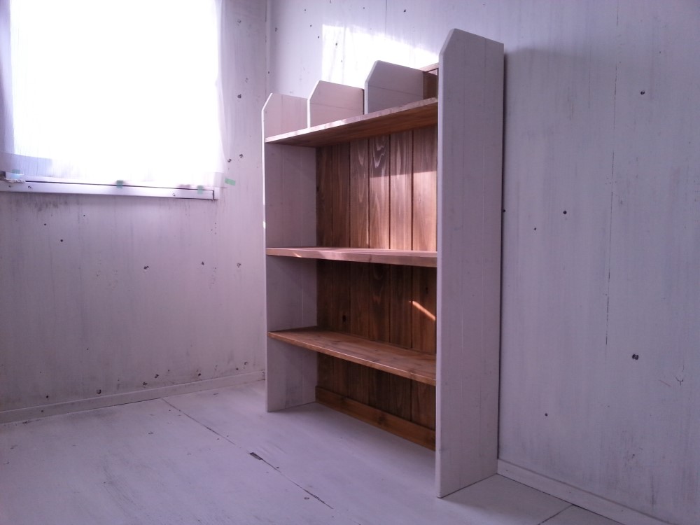 無垢材で造る　ランドセルラック　学習机用　カップボード 【上下一体型】 本棚　絵本棚　オーダー可　かわいい　ナチュラル