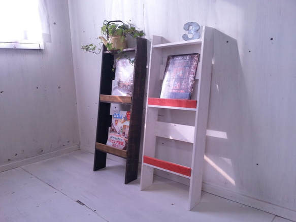 [美品]木製　無垢材　ハンドメイド　マガジンラック 美品]木製 無垢材 ハンドメイド マガジンラック