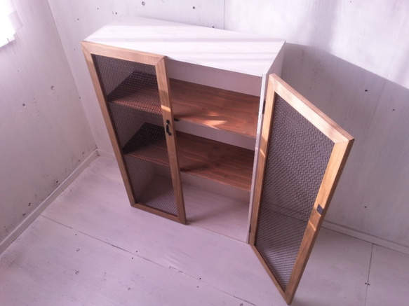 アンティークテイスト　キャビネット　観音開き扉　収納棚 W700　Ｄ27.5　オーダー可　店舗什器　シンプル　ナチュラル 