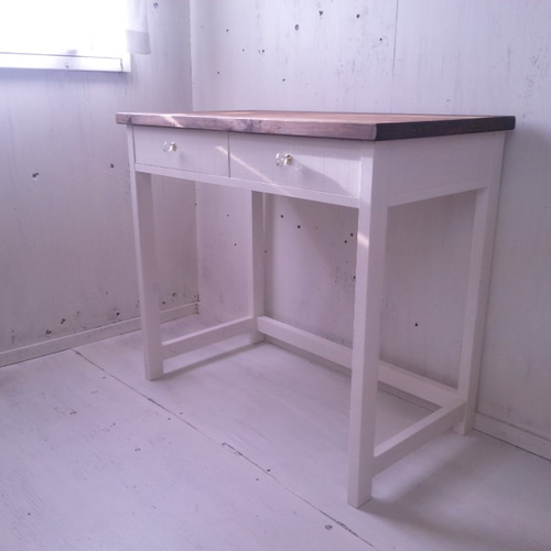 無垢ヒノキで造る家具 アンティーク風 学習机 作業台 ミシン台 