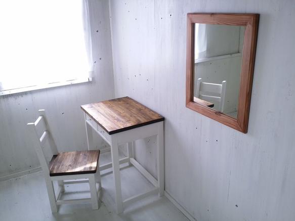 無垢材で造る家具　アンティーク風　ナチュラル　鏡　ミラー　壁掛け　床置き　無塗装　無垢　オーダー可　店舗　什器　　 3枚目の画像