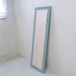 アンティーク風　姿見鏡　ミラー　床置き・壁掛け 鏡 ブルー バターミルクペイント　オシャレ　オーダー可　店舗　什器　玄関 5枚目の画像