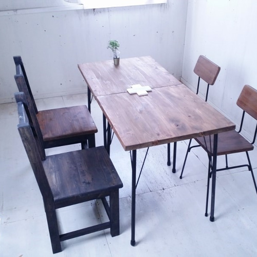 アンティーク風 ダイニングテーブル サイドテーブル 鉄脚 アイアン脚