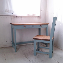 アンティーク風 無垢ヒノキ家具 学習机 セット 作業デスク