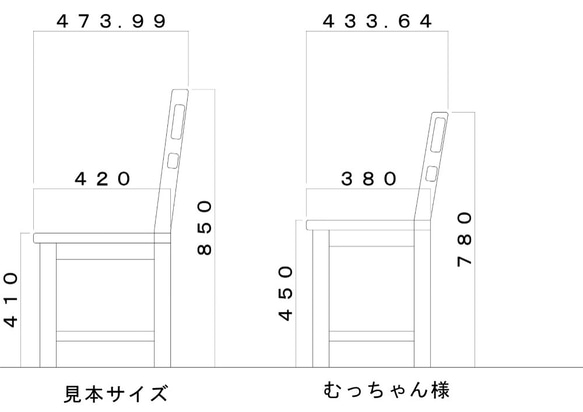 『むっちゃん様用　２回目　棚付チェアオーダー品×４』 2枚目の画像