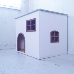 アーチ枠　ミントグリーン 犬小屋　キャットハウス　猫ハウス　室内　小型犬　屋内　猫小屋　ドッグハウス　ミント　自然塗料　 2枚目の画像