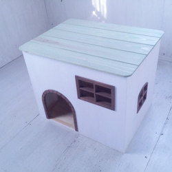 アーチ枠　ミントグリーン 犬小屋　キャットハウス　猫ハウス　室内　小型犬　屋内　猫小屋　ドッグハウス　ミント　自然塗料　 5枚目の画像