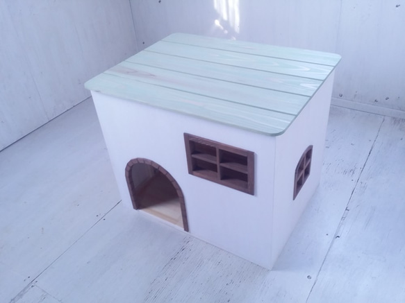 アーチ枠　ミントグリーン 犬小屋　キャットハウス　猫ハウス　室内　小型犬　屋内　猫小屋　ドッグハウス　ミント　自然塗料　 5枚目の画像