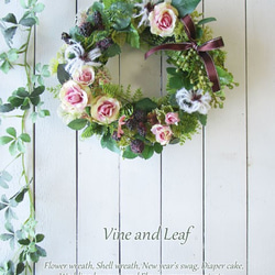 バラと木いちごのリース〜長く飾れるアーティフィシャルリース[F211003] 5枚目の画像