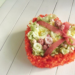 モコモコハートのバラいっぱいアレンジ～卒業祝・退職祝・入社祝などに～[P-1605] 3枚目の画像