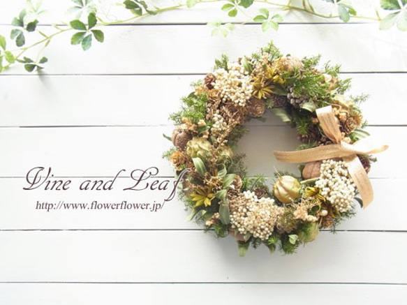 ニゲラとライスフラワーのクリスマスリース[W-16121] ~Vine and Leaf の Christmas~ 1枚目の画像
