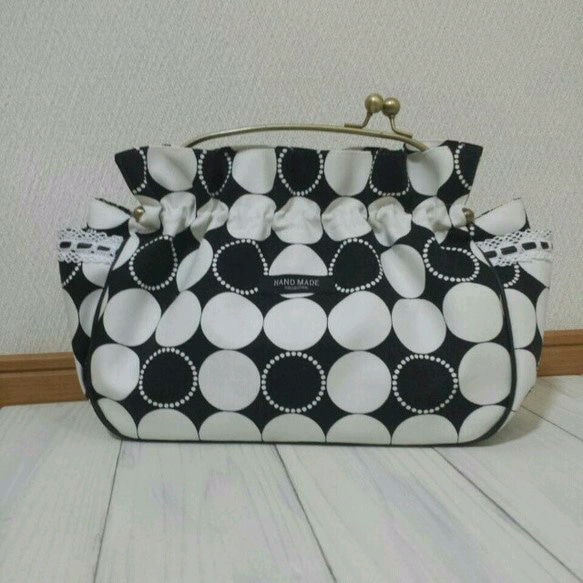 北欧サークル柄☆ベンリー口金バッグ☆ハンドメイド☆がま口 がま口 夢  