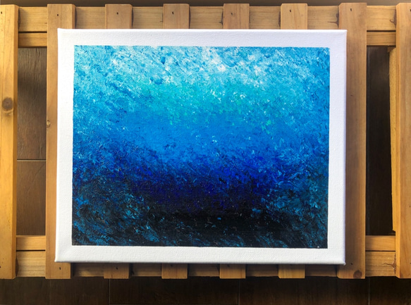 旅だちをイメージした不思議な抽象絵画。グアッシュなどさま