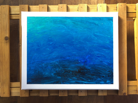 【零004】絵画 インテリア 青 宇宙 海 抽象画 5枚目の画像