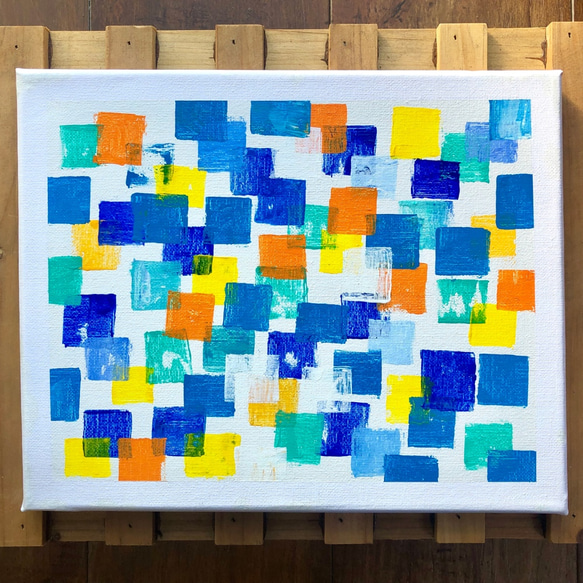 【零016】絵画 インテリア 青 ポップ カラフル 抽象画 1枚目の画像