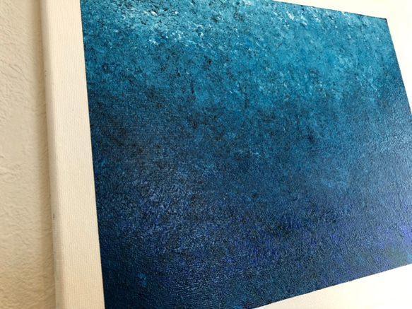 【零029】絵画 インテリア 青 宇宙 海 抽象画 3枚目の画像