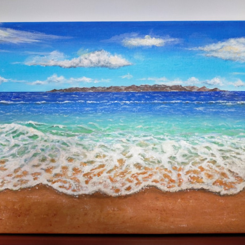 絵画色鉛筆風景画『沖縄の海』原画