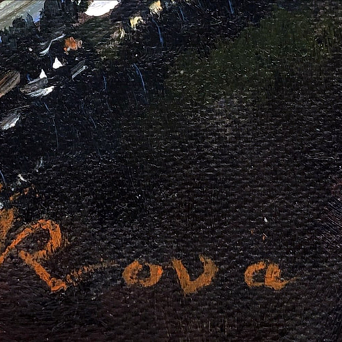 油絵 風景画『夕暮れの東京タワー』Rova作 肉筆1点物 *アクリル