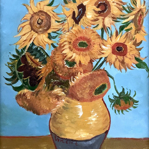 油絵 静物画『ひまわり*ゴッホ模写』肉筆1点物 名画 R12.19-N4 油絵 静物画『ひまわり*ゴッホ模写』肉筆1点物 名画 R12.19-N4