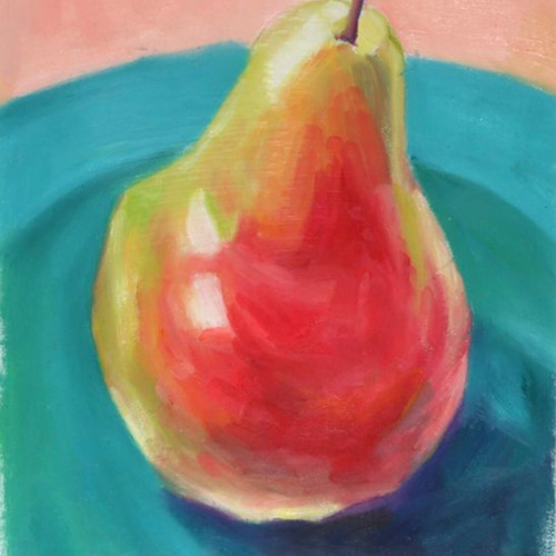 油絵 静物画『Pear』肉筆１点物 *アクリル板付 B12-E902 絵画