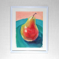 油絵 静物画『Pear』肉筆１点物 *アクリル板付 B12-E902 3枚目の画像