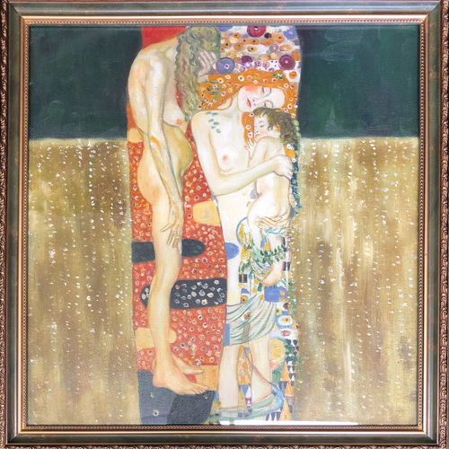 油絵 人物画『女の3世代』-クリムト模写 肉筆1点物 ☆アクリル
