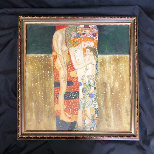 油絵 人物画『女の3世代』-クリムト模写 肉筆1点物 ☆アクリル板付