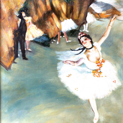 油絵 人物画『踊りの花形・エトワール・舞台の踊り子　エドガー・ドガ*模写』 6-T946 2枚目の画像