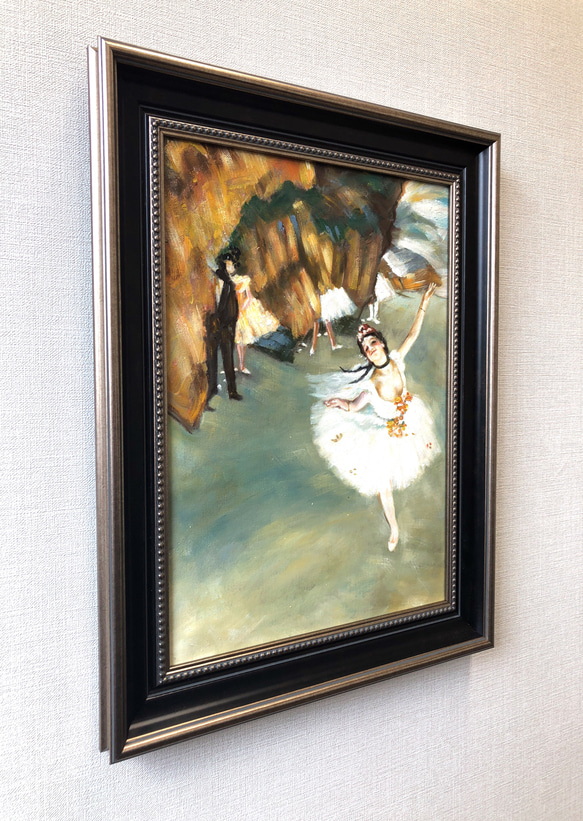 油絵 人物画『踊りの花形・エトワール・舞台の踊り子　エドガー・ドガ*模写』 6-T946 4枚目の画像