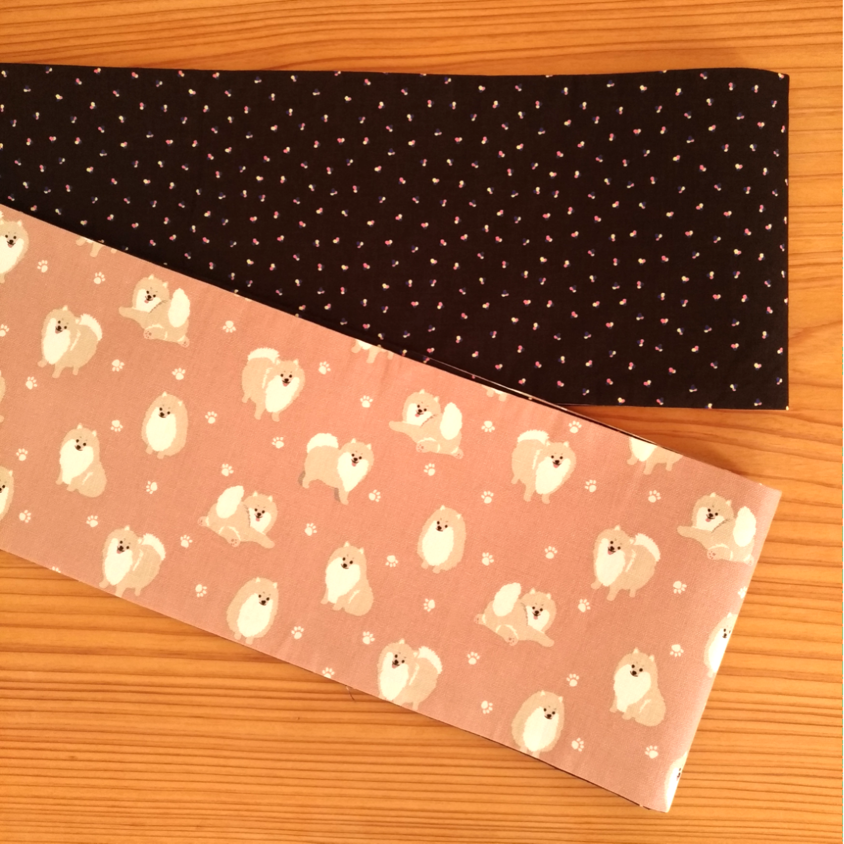 リバーシブル半幅帯【ポメラニアン×コンペイトウ】