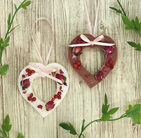 バレンタイン】⭐︎ハートリース⭐︎チョコ風アロマワックスサシェ