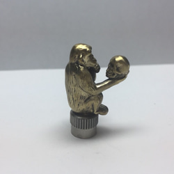 猿 & スカル バルブキャップ ◆真鍮 1枚目の画像