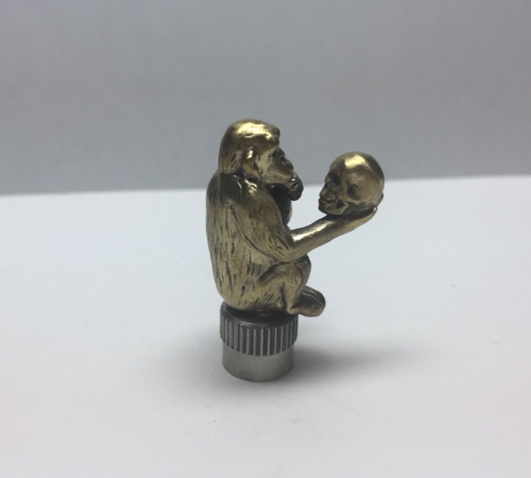 猿 & スカル バルブキャップ ◆真鍮 1枚目の画像