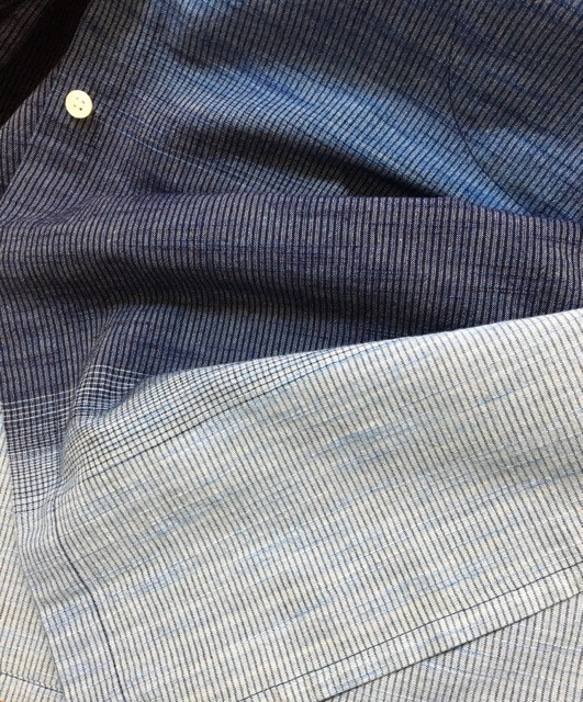 【遠州織物】藍染めグラデーションスラブ生地使用　ロングシャツ 6枚目の画像