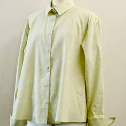 【遠州織物】オーガニック草木（お茶染）生地使用　後ろタック使いオーバーシャツ　　　イエロー 1枚目の画像