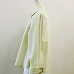 【遠州織物】オーガニック草木（お茶染）生地使用　後ろタック使いオーバーシャツ　　　イエロー 2枚目の画像