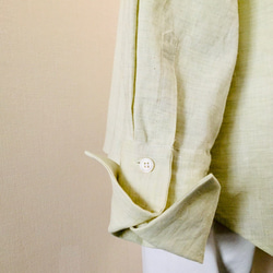 【遠州織物】オーガニック草木（お茶染）生地使用　後ろタック使いオーバーシャツ　　　イエロー 4枚目の画像
