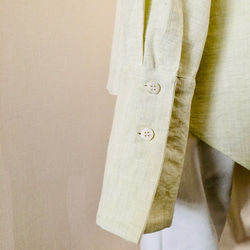 【遠州織物】オーガニック草木（お茶染）生地使用　後ろタック使いオーバーシャツ　　　イエロー 5枚目の画像