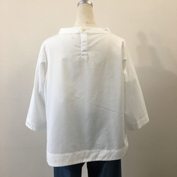 ＊秋・新作＊遠州織物　コットン　オフネックスタンドカラーブラウス・７分袖　＜ホワイト＞ 4枚目の画像