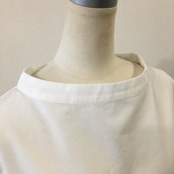 ＊秋・新作＊遠州織物　コットン　オフネックスタンドカラーブラウス・７分袖　＜ホワイト＞ 5枚目の画像