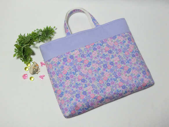 お花とリボン/パープル　レッスンバック 2枚目の画像