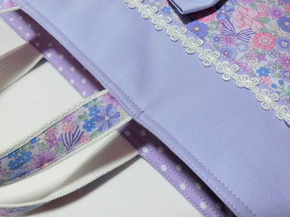お花とリボン/パープル　レッスンバック 3枚目の画像