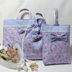 お花とリボン/パープル　レッスンバック 8枚目の画像