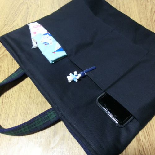 ファミリアチェック風 《ブルー》レッスンバック 絵本バック