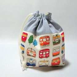 電車いっぱい《オフホワイト》　コップ入れ 2枚目の画像