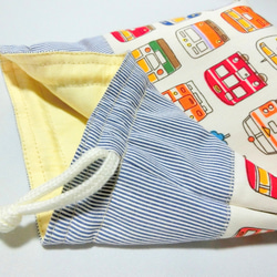 電車いっぱい《オフホワイト》　コップ入れ 4枚目の画像