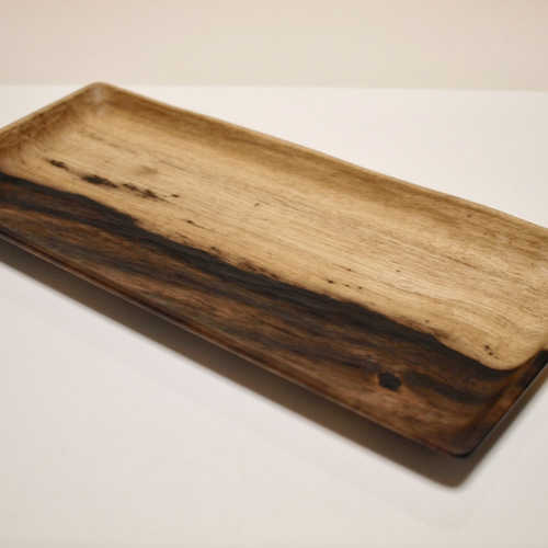 黒柿 おぼん 黒柿拭き漆我谷盆（くろがきふきうるしわがたぼん）