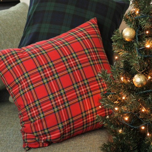 ブラックウォッチとタータンチェックのクッションカバーセット