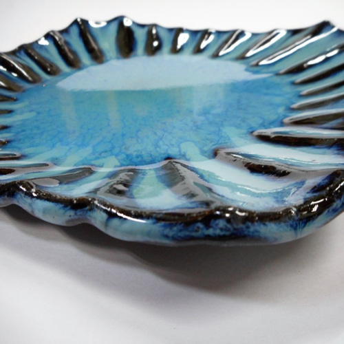 蒼の四角波皿 大皿 國美窯 通販 1331102｜Creema(クリーマ)