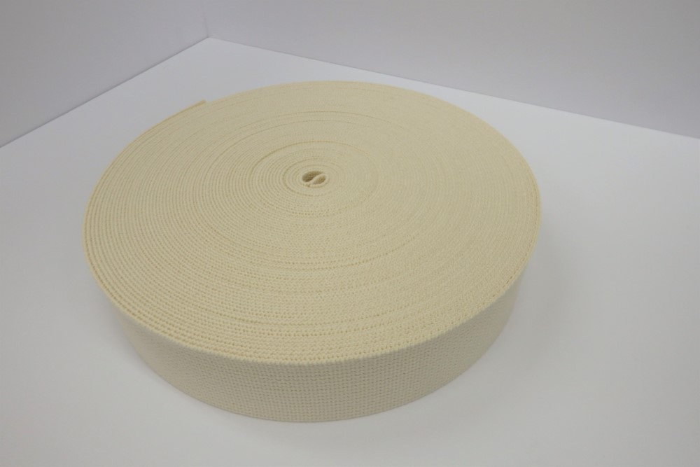 アクリルテープ　５０㎜幅ｘ25m　持ち手テープ　トートバッグ持ち手　アイボリー　遠州産地　遠州織物